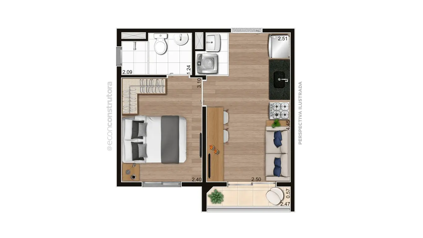 Planta Tipo A Ponta 26,81 m² Final 02 11 - 2 ao 18 Pav.