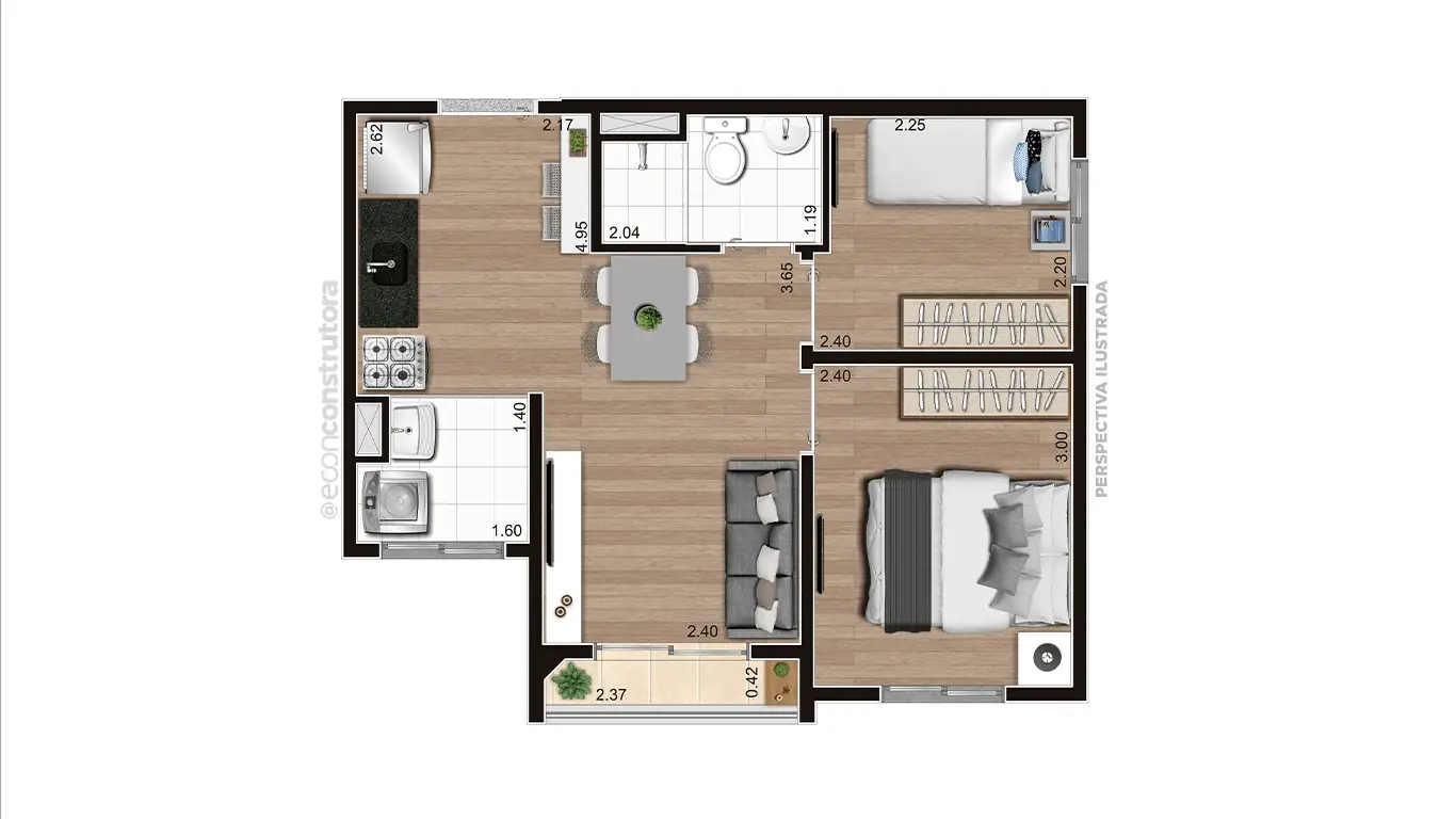 Planta Tipo C Ponta 36,79 m² Final 07