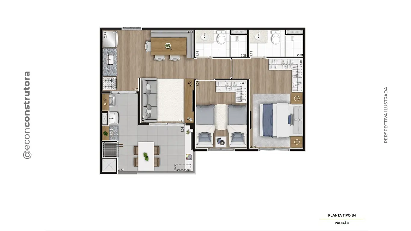 Planta tipo meio 56,05m² Final 05 16 TA Final 13