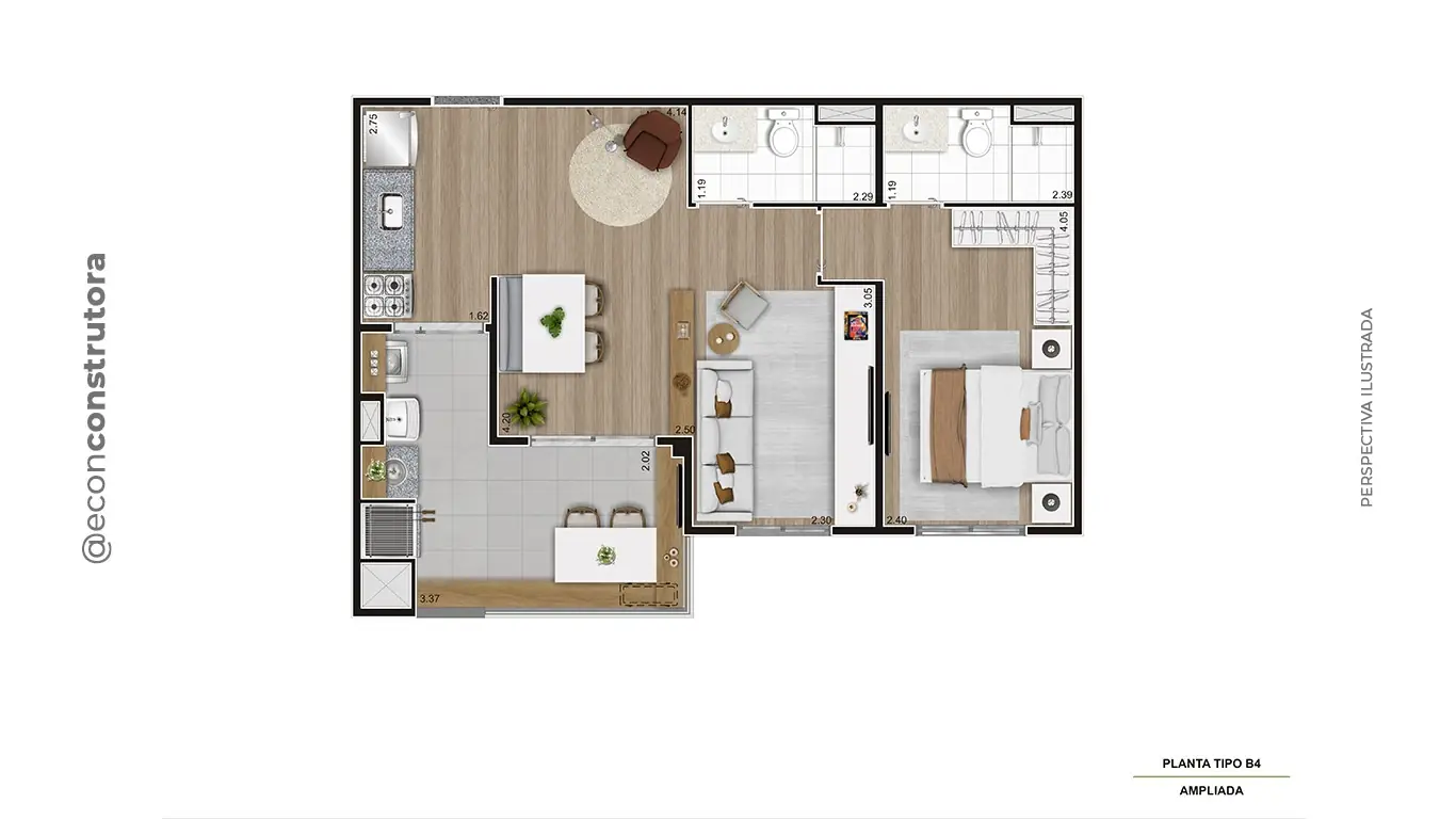 Planta tipo meio ampliado 56,05m² Final 05 16 TA 13