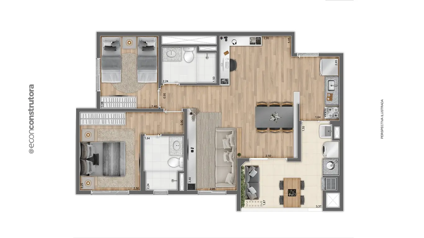 Planta Tipo A Sala Ampliada