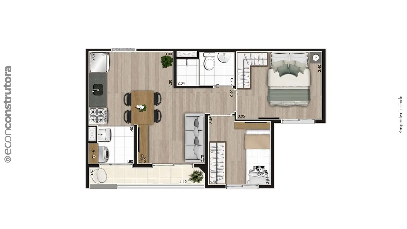 Tipo Meio Final 03 e 06 38,41m²