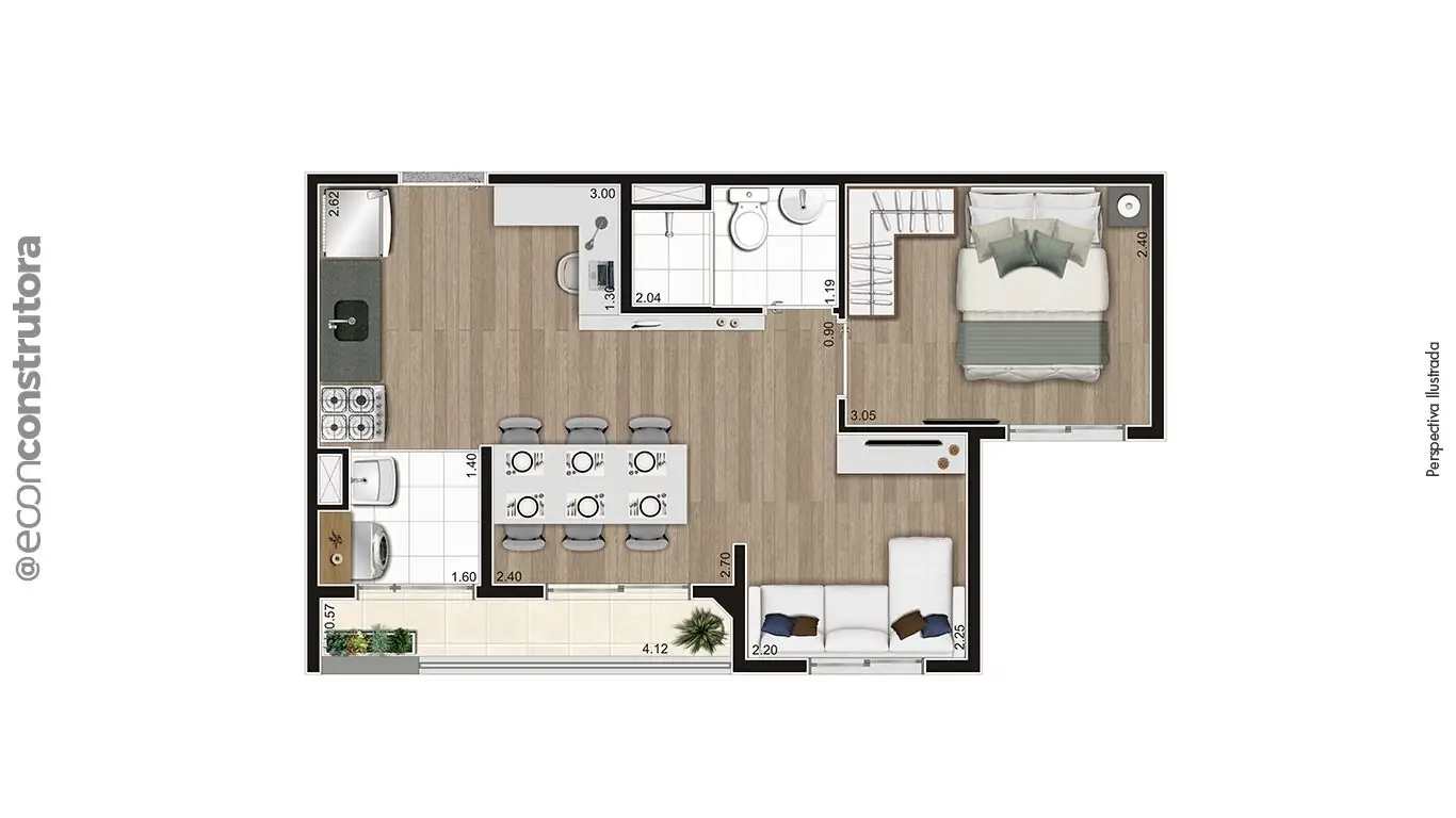 Opção Meio Final 03 e 06 38,41m²