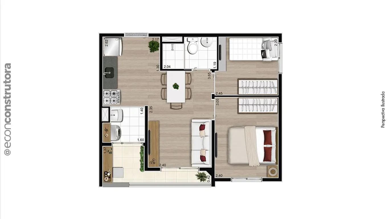 Tipo Ponta Final 01 e 08 39,39m²