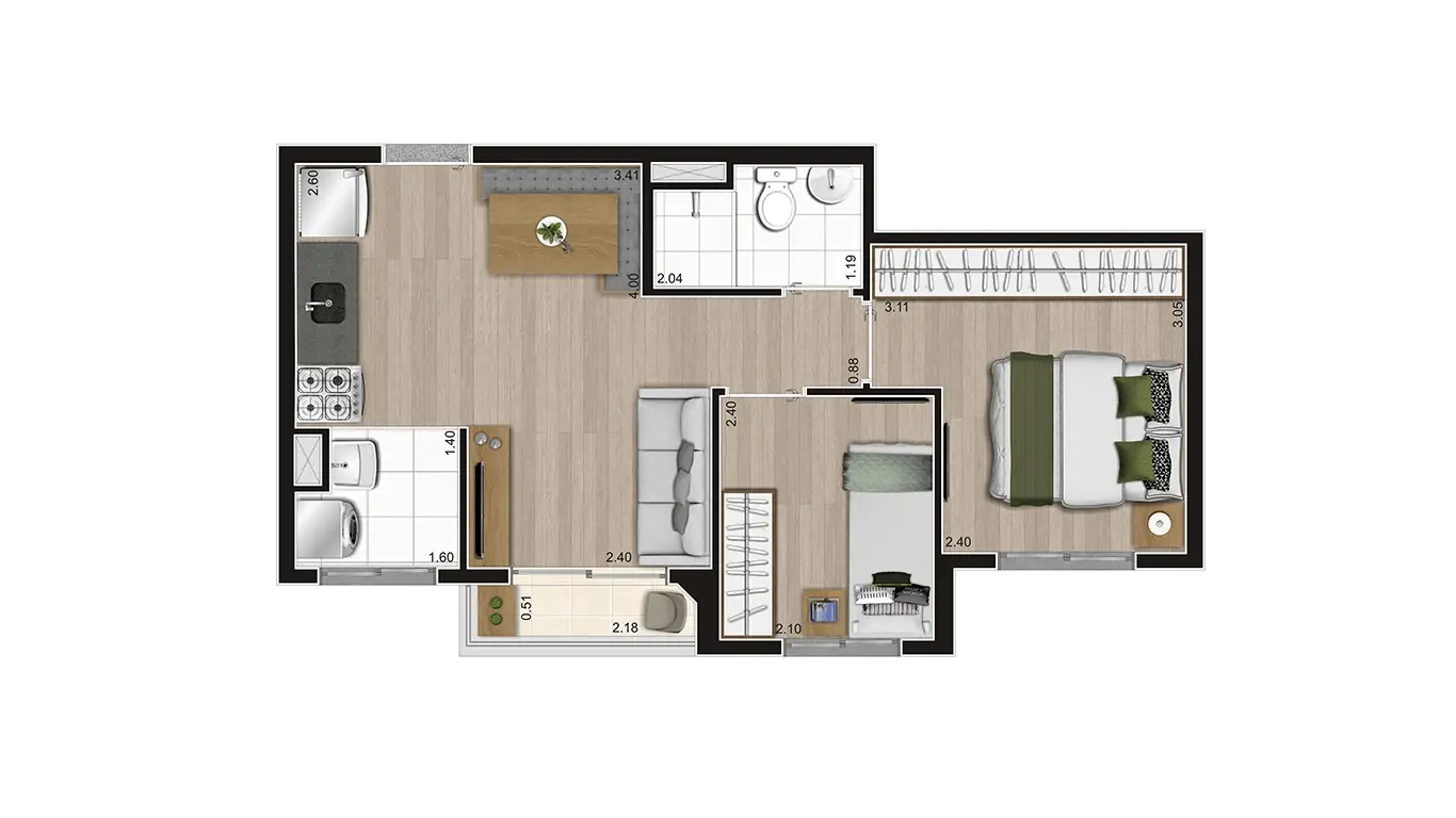 PLANTA TIPO F MEIO FINAL 16 39,52M