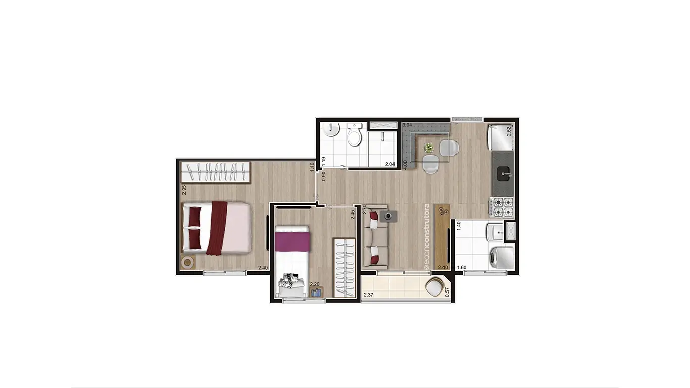 Planta Tipo C Meio 38,93m Final 12