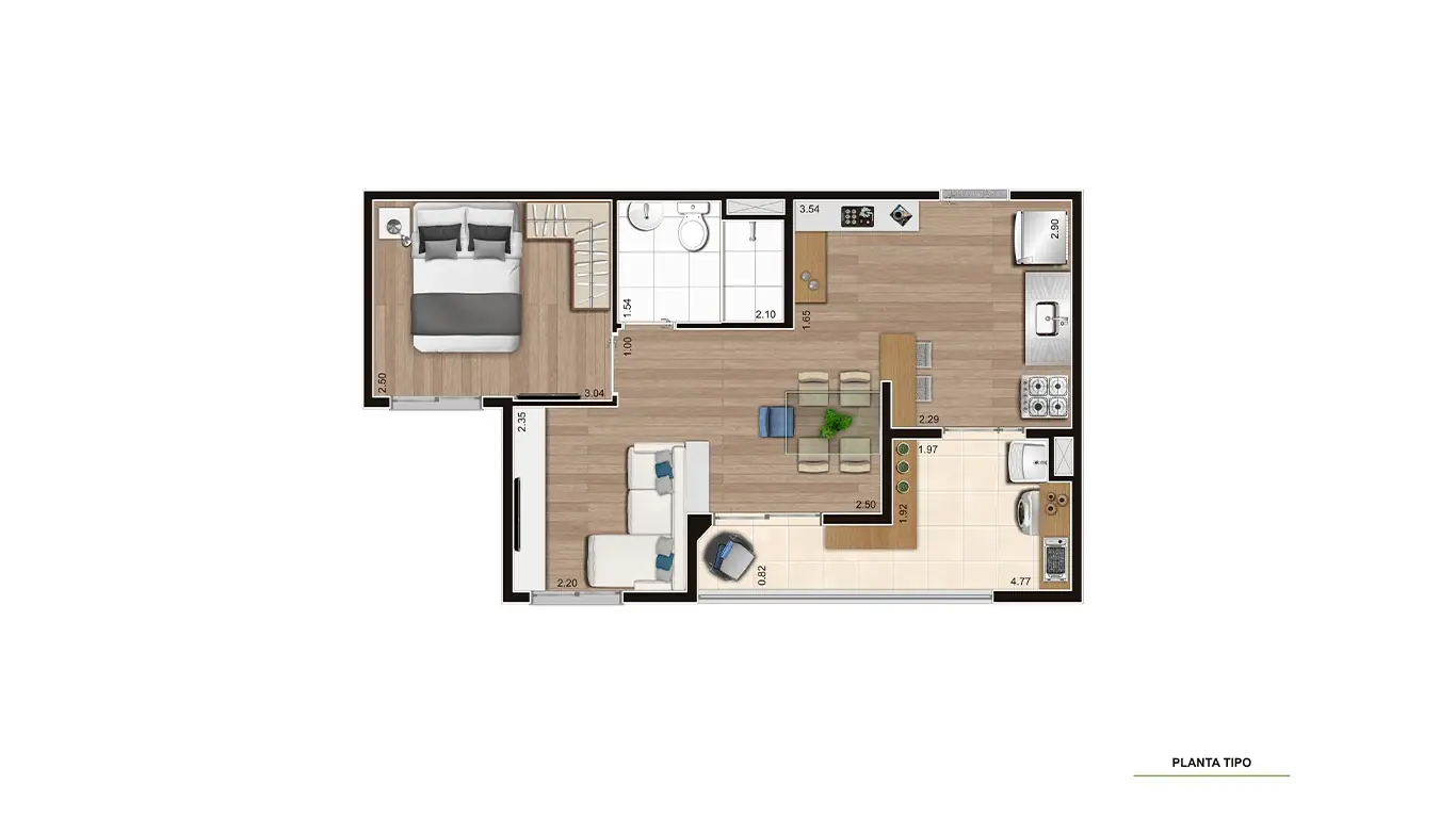 PLANTA OPÇÃO MEIO FINAL 03 04 05 06 09 11_1 AO 20 PAV.- FINAL 10 E 12_TÉRREO AO 20 PAV. - HR - 43m