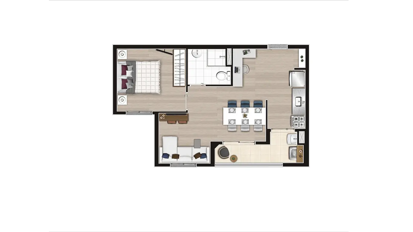 PLANTA TIPO B - MEIO AMPLIADA - SEM COTA - 43,44m²