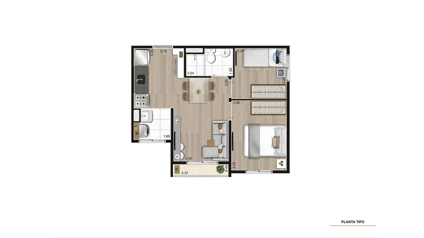 PLANTA TIPO PONTA - FINAL 01 E 08 - 37.07m