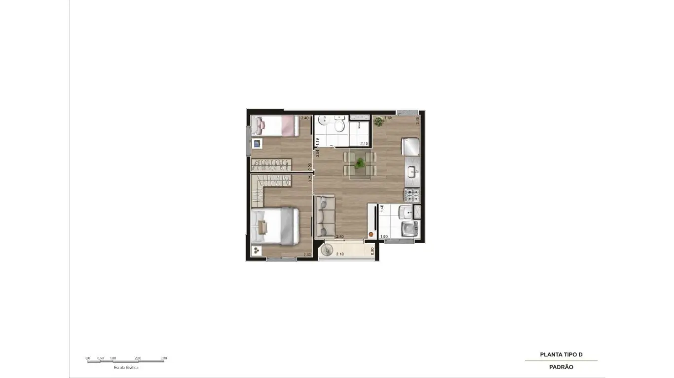 PLANTA TIPO PONTA FINAL 01 - 39.07m