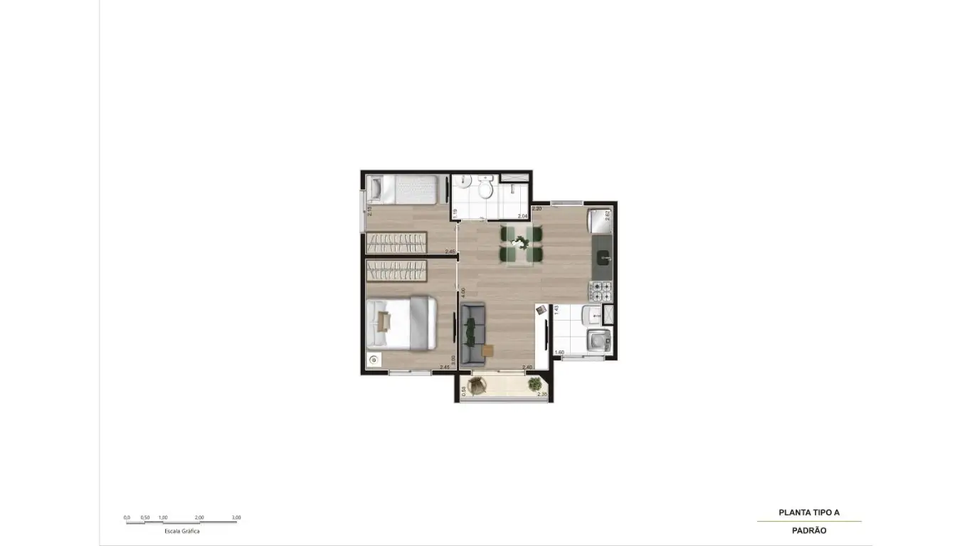PLANTA TIPO PONTA FINAL 01 E 02 - 1° AO 13° PAV. _ FINAL 07 E 08 - 2° AO 13° PAV.- 37m²