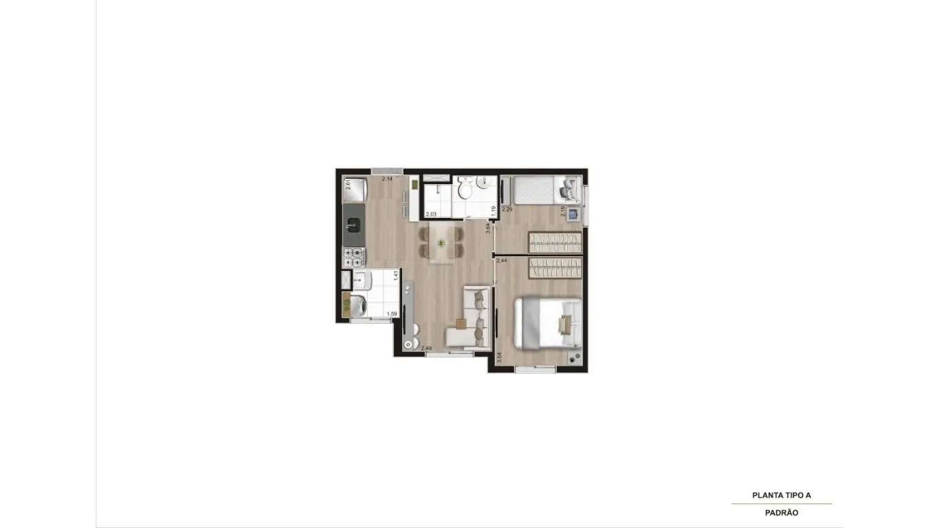 PLANTA TIPO PONTA F1 - 36.16m²