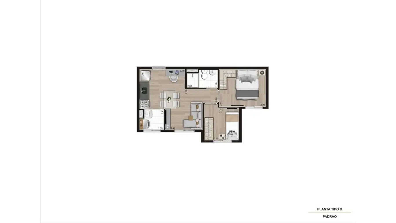 PLANTA TIPO MEIO F3 - 36.35m²