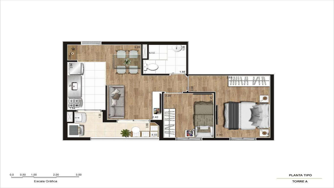 TIPO MEIO FINAL 4 44.60m TORRE A