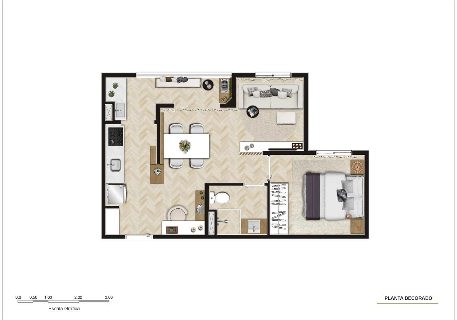 Planta do apto decorado