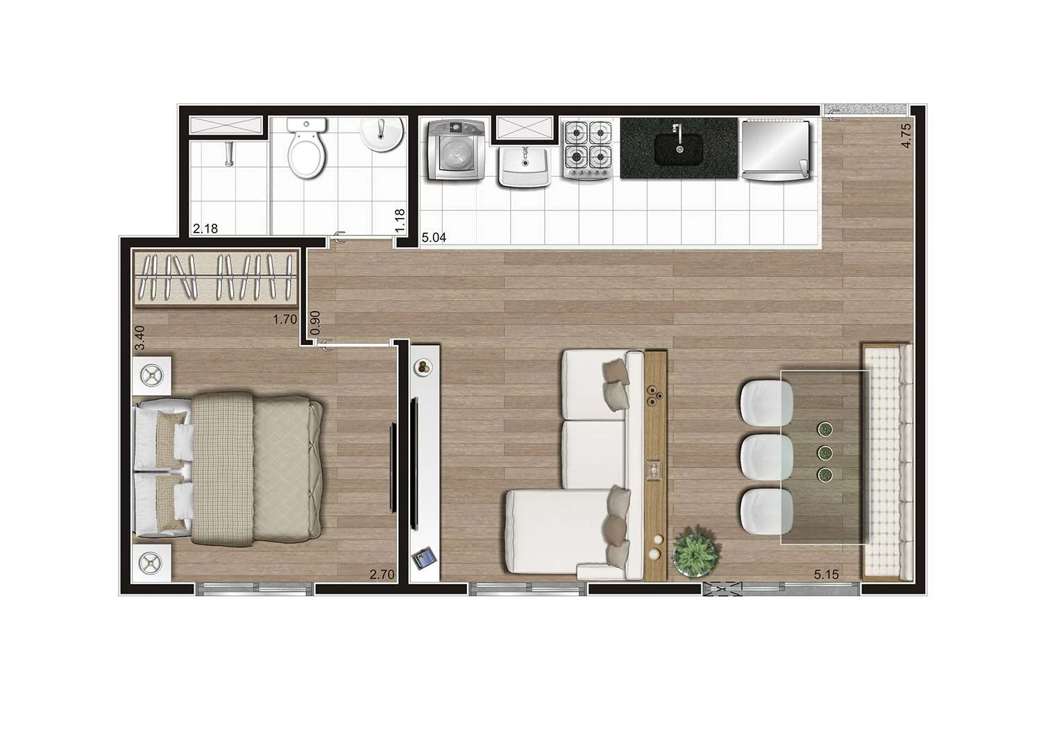 PERSPECTIVA ILUSTRADA DA PLANTA TIPO B - AMPLIADA