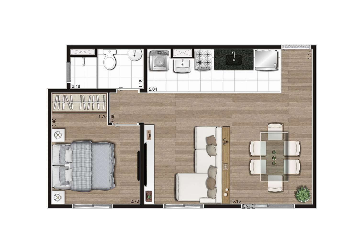 PERSPECTIVA ILUSTRADA DA PLANTA TIPO A - AMPLIADA