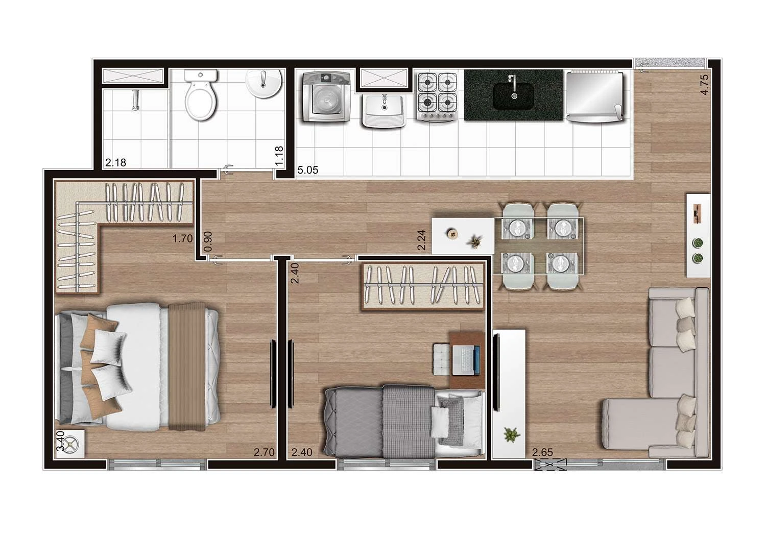 Perspectiva Ilustrada da Planta Tipo B