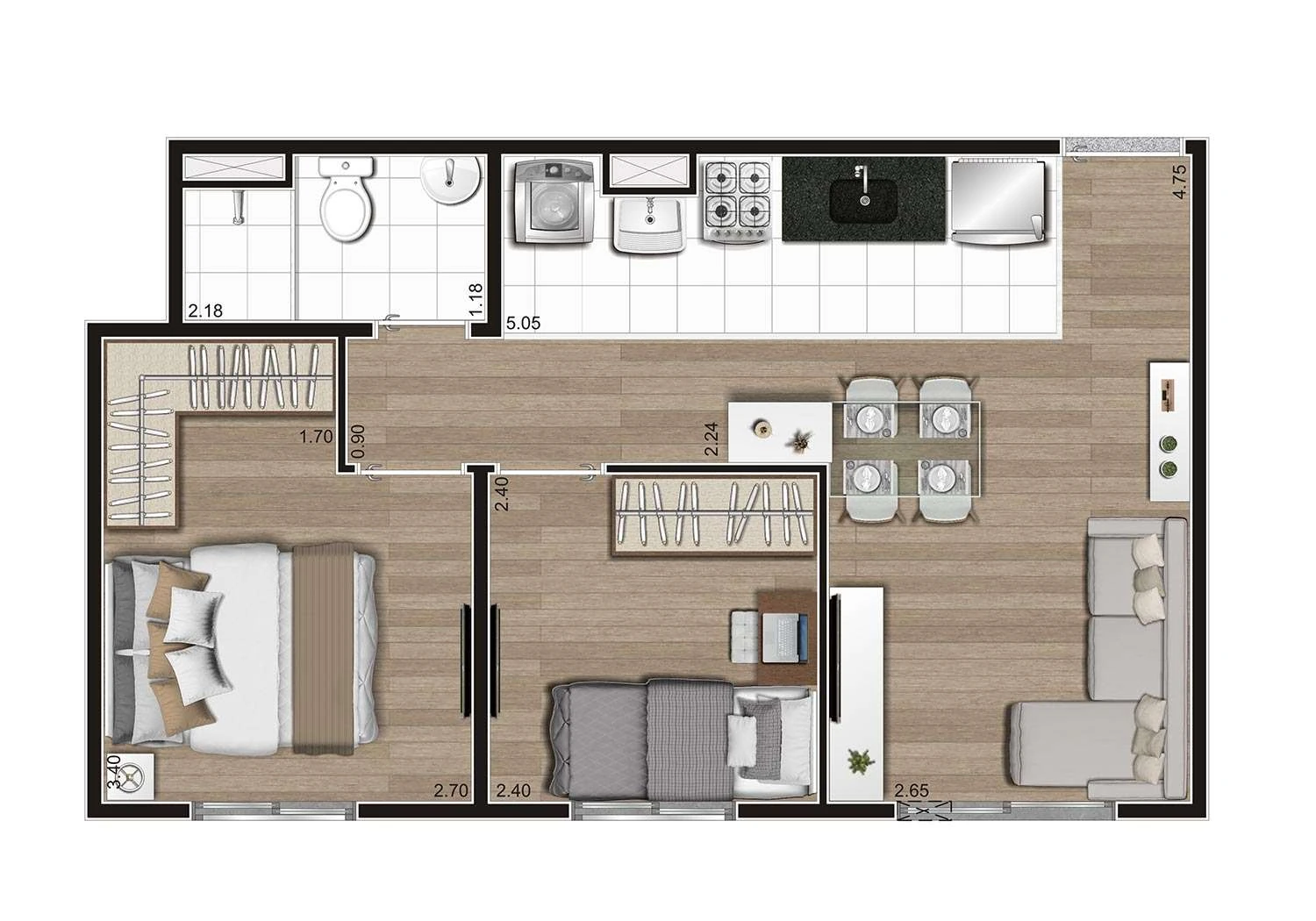 Perspectiva Ilustrada - 2 Dormitórios