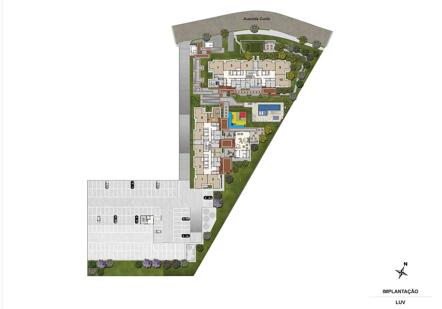 Perspectiva Ilustrada da Implantação de Lazer
