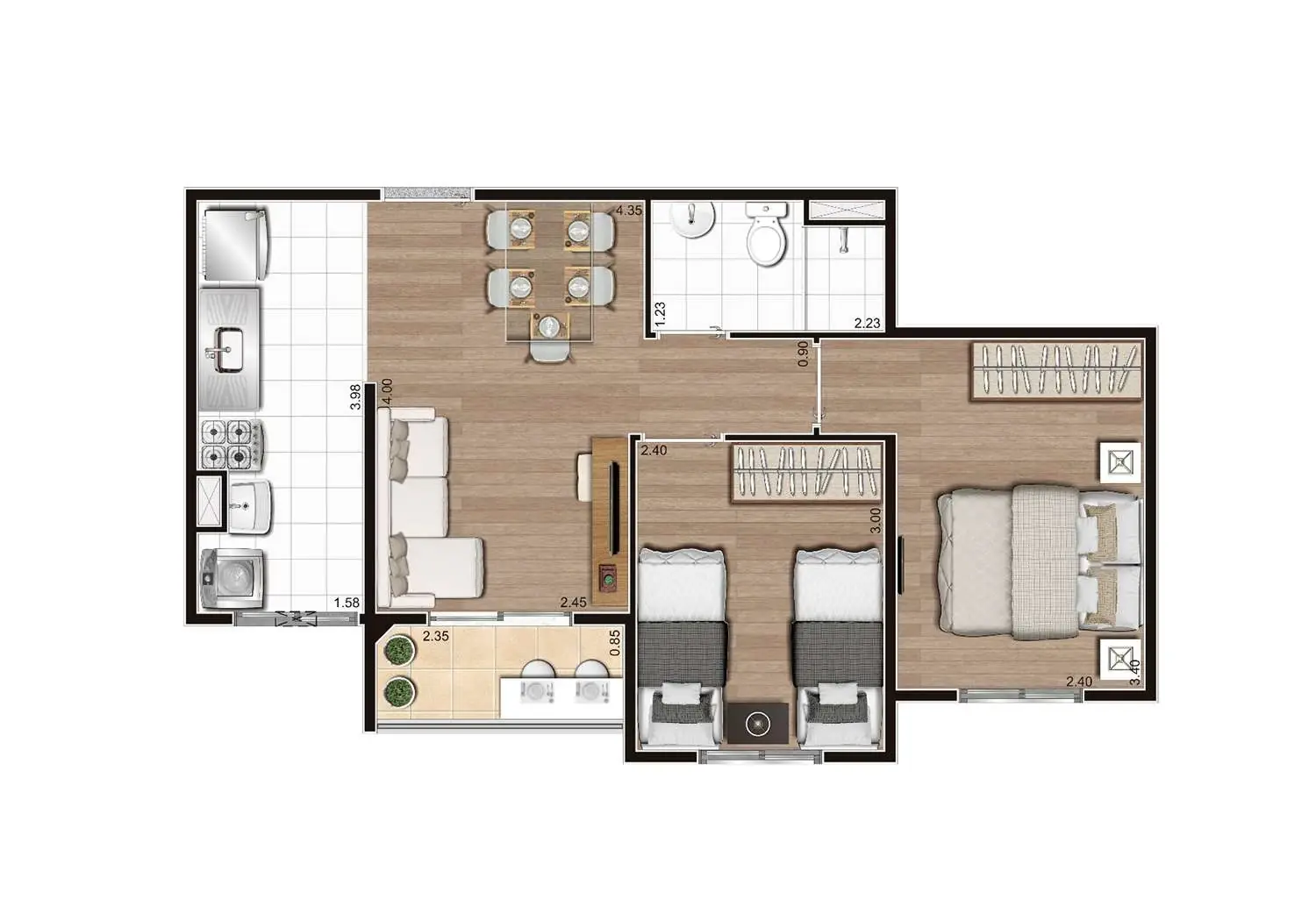 Perspectiva Ilustrada da Planta Tipo B