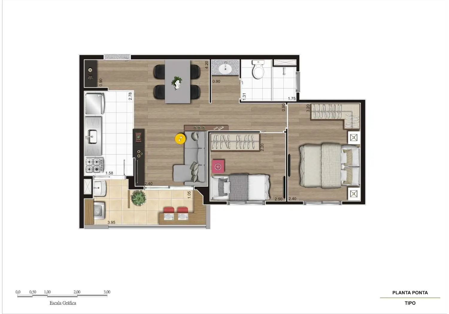 PERSPECTIVA ILUSTRADA DA PLANTA TIPO C