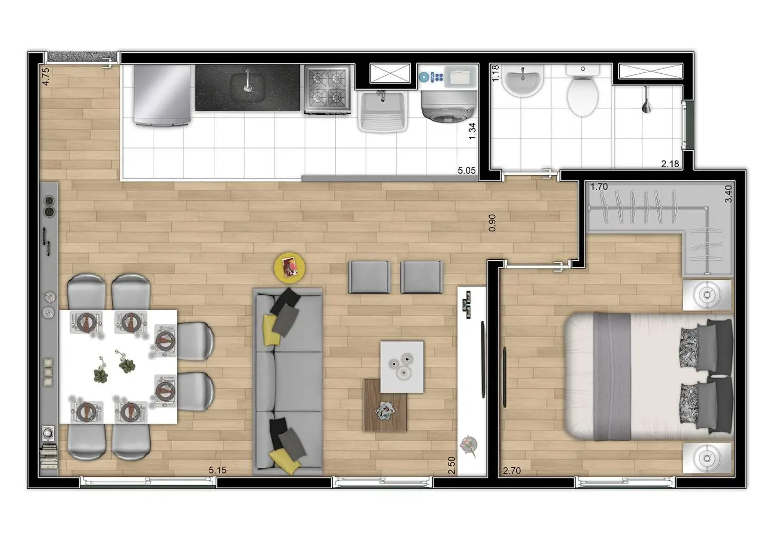 Perspectiva Ilustrada da Planta Ampliada da Ponta