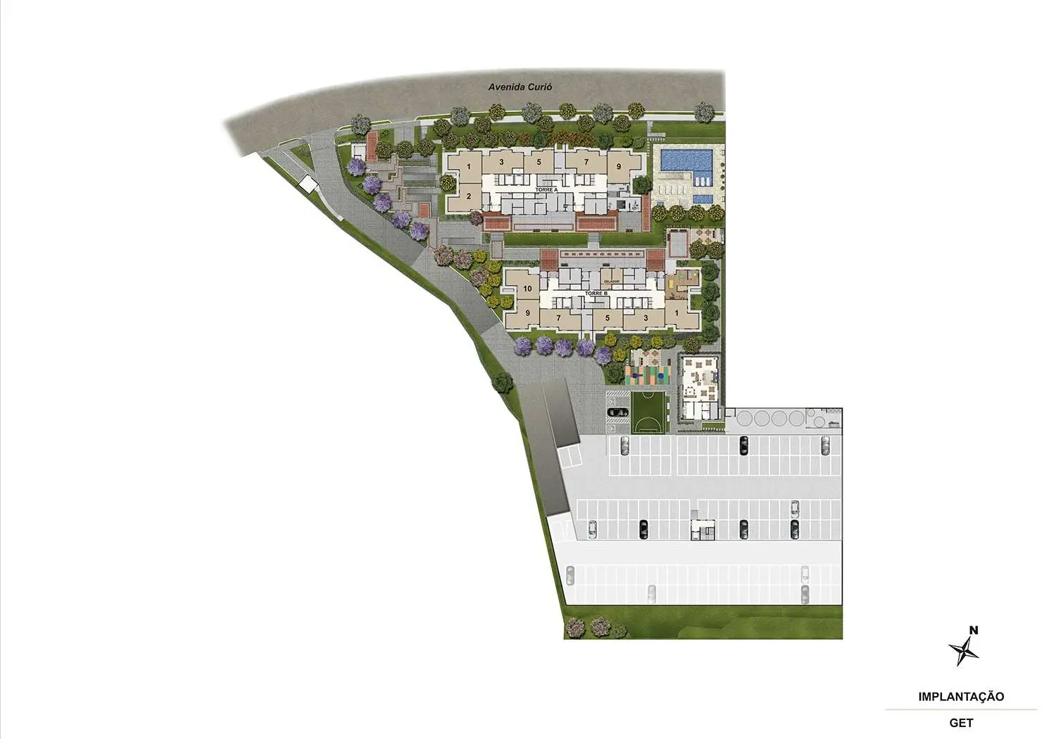 Perspectiva Ilustrada da Implantação de Lazer