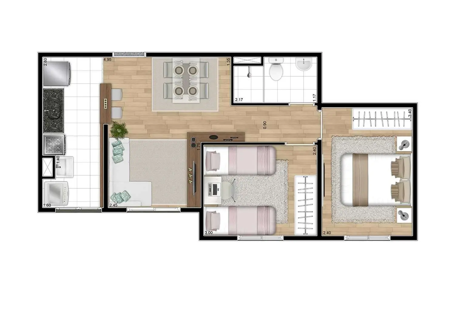 Imagem da Planta de 2 Dormitórios