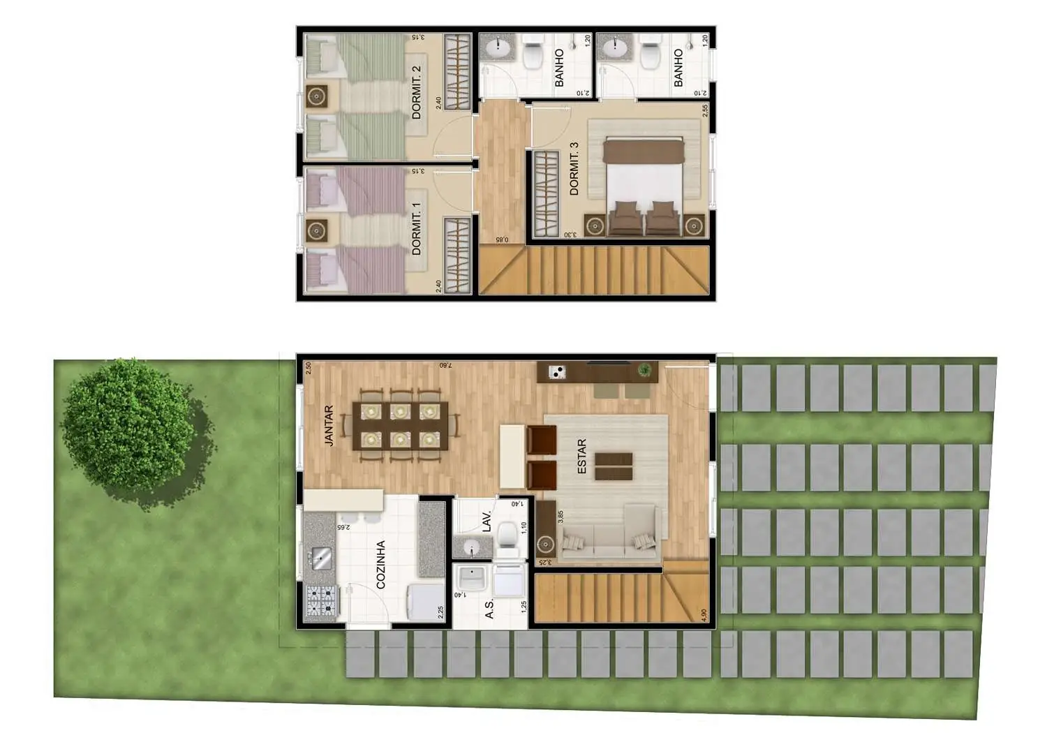 PERSPECTIVA ILUSTRADA DA PLANTA DA CASA 1 - LOTE 20