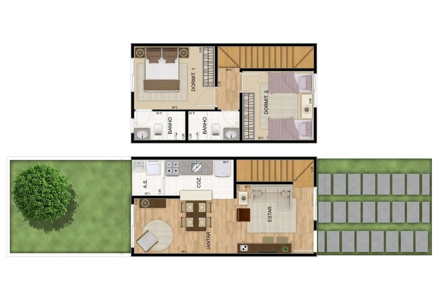PERSPECTIVA ILUSTRADA DA PLANTA DA CASA 2 - LOTE 21