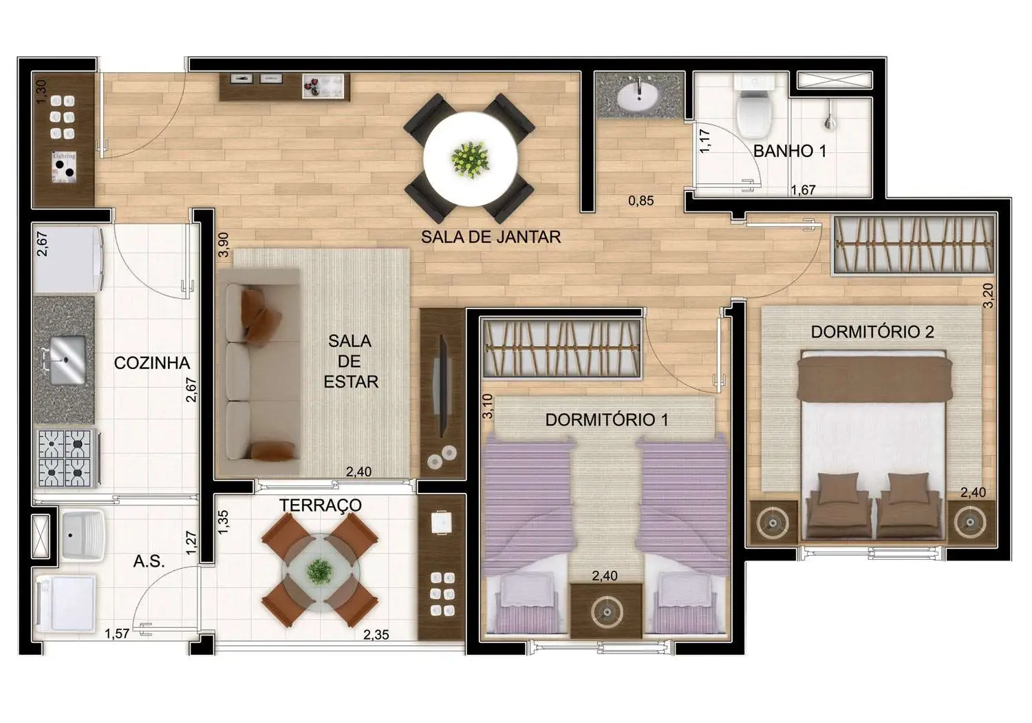 PLANTA APTO. 2 DORMS.