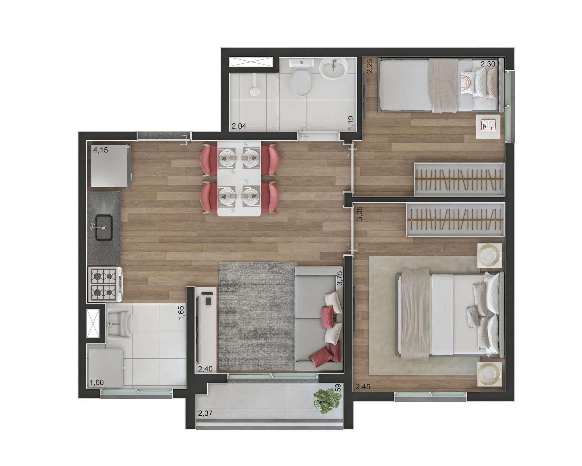 Planta Tipo A 37M²