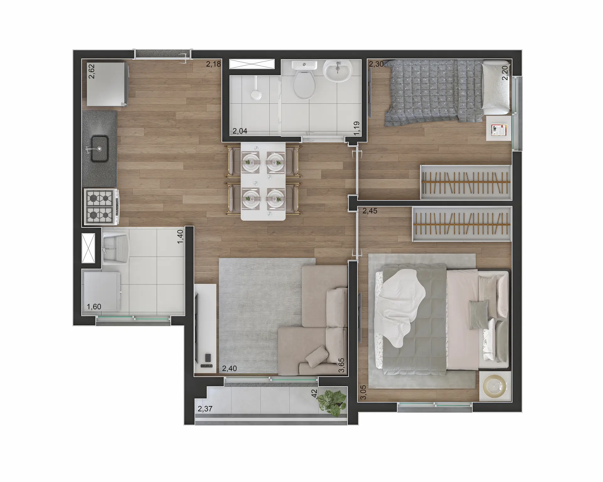 Planta Tipo C 37M²