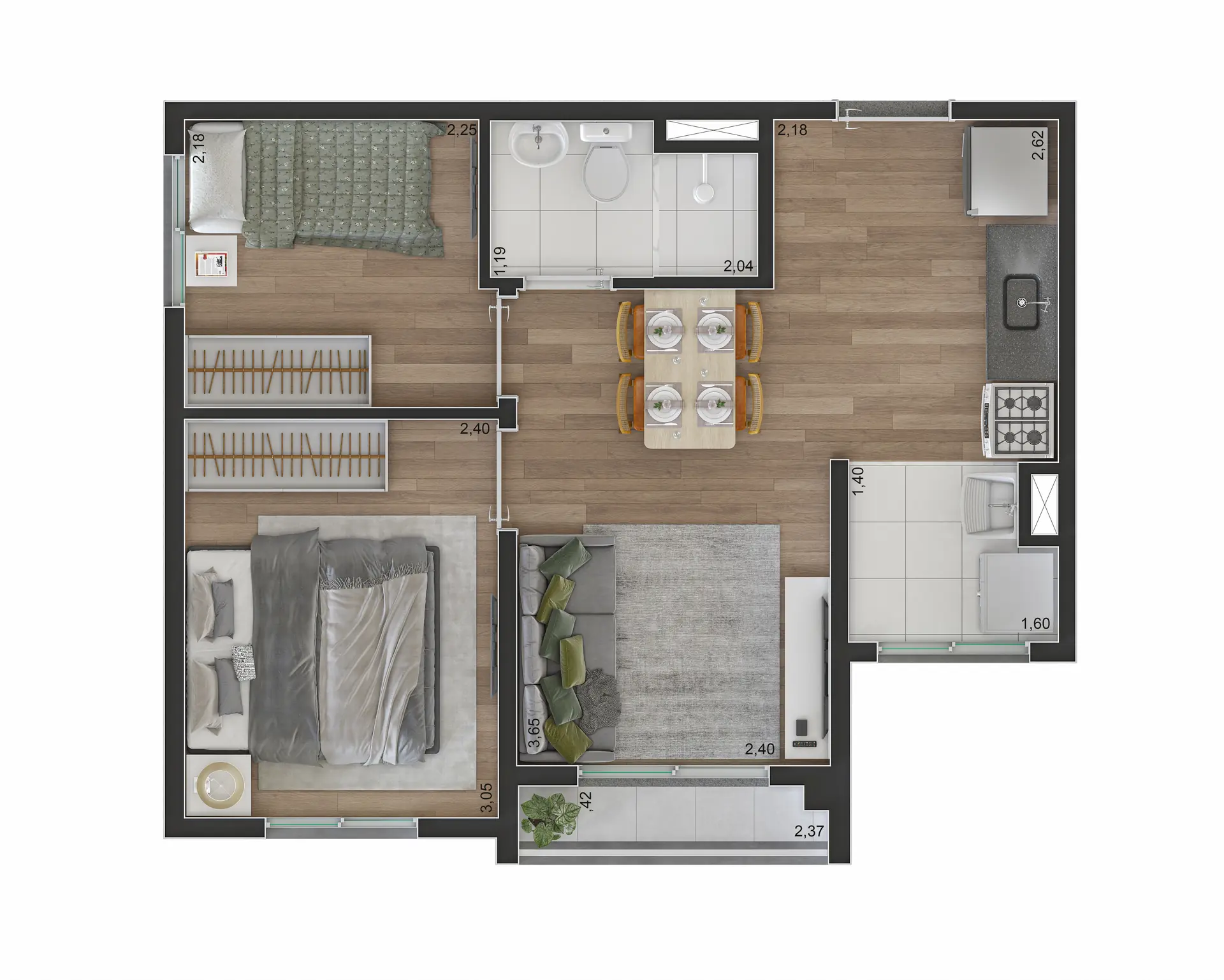 Planta Tipo E 36M²