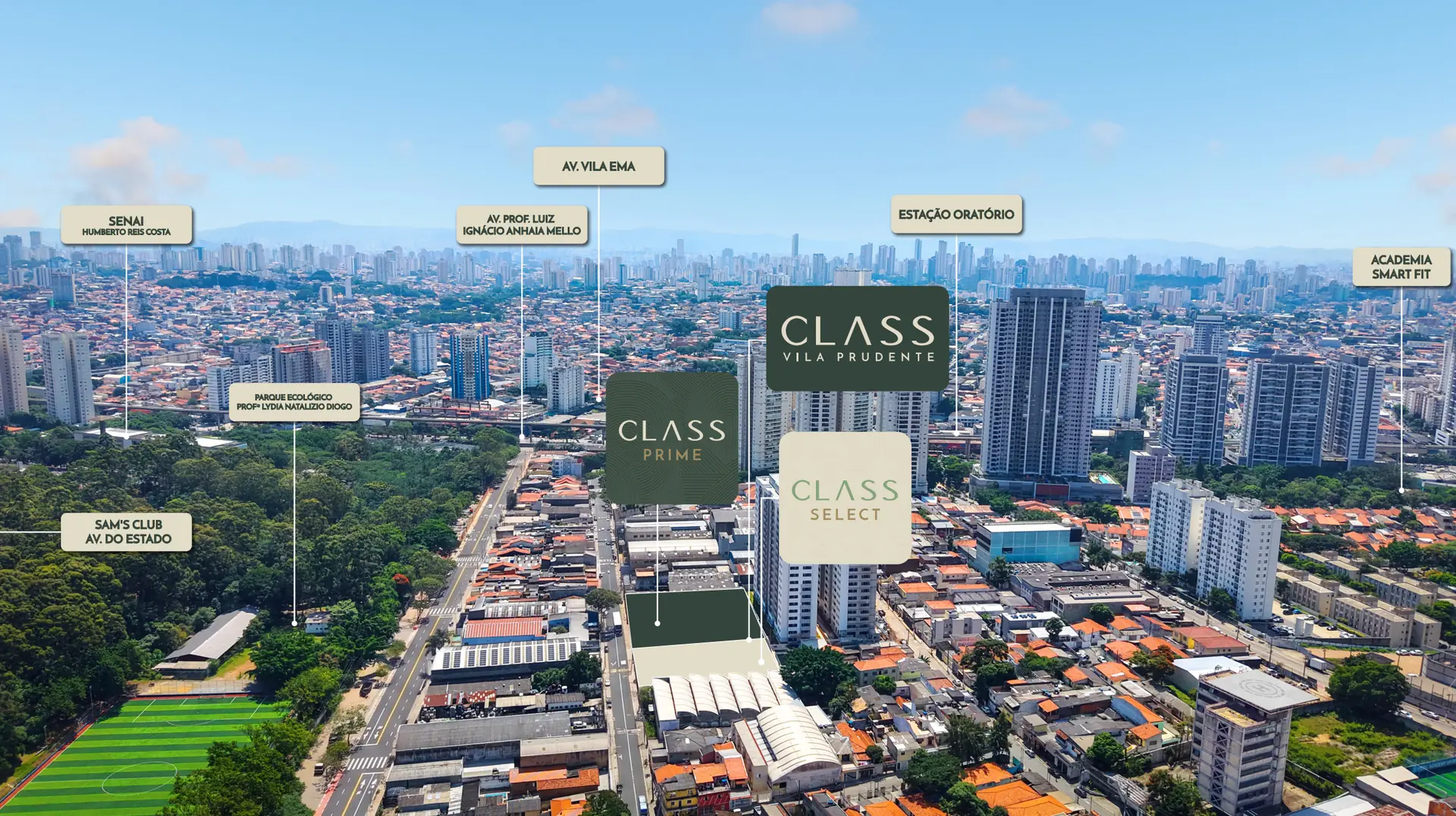Imagem aérea da região do Complexo Class