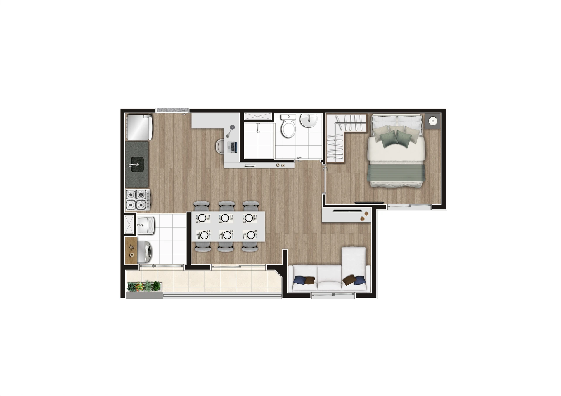 Planta Opção Meio   Final 03 E 06 38,41 m² sem cota