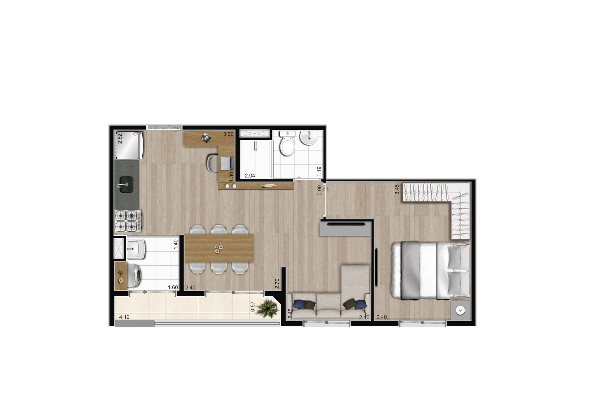 Planta Opção Meio   Final 12 40.,47 m²