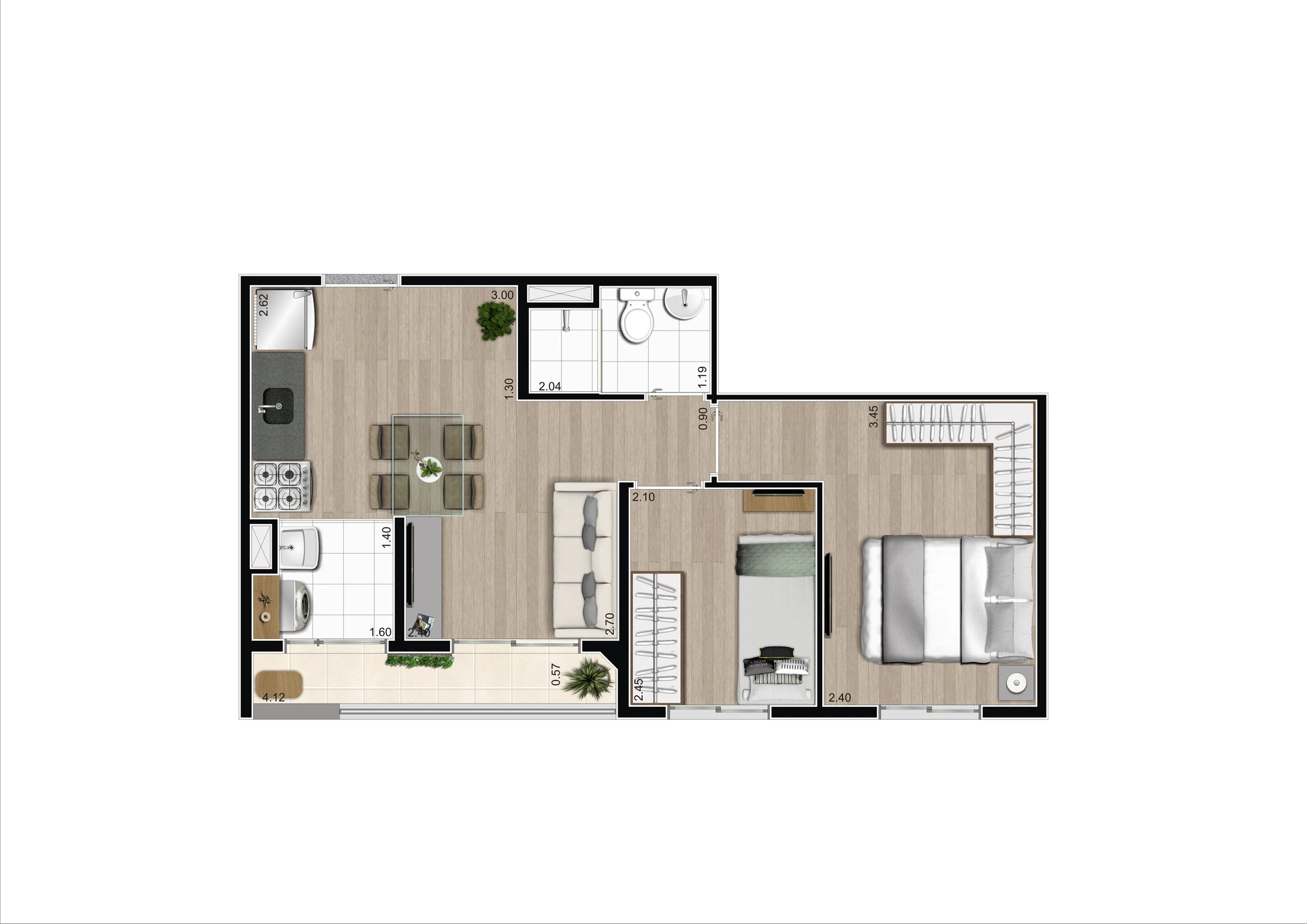 Planta Tipo Meio   Final 12 40,47 m²