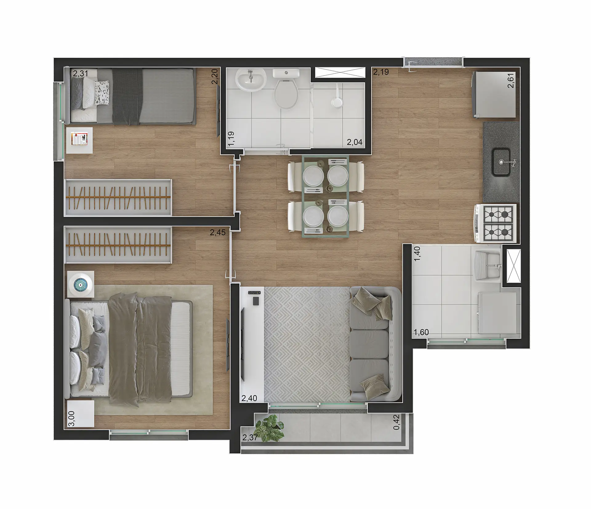 Planta Tipo A 37M²