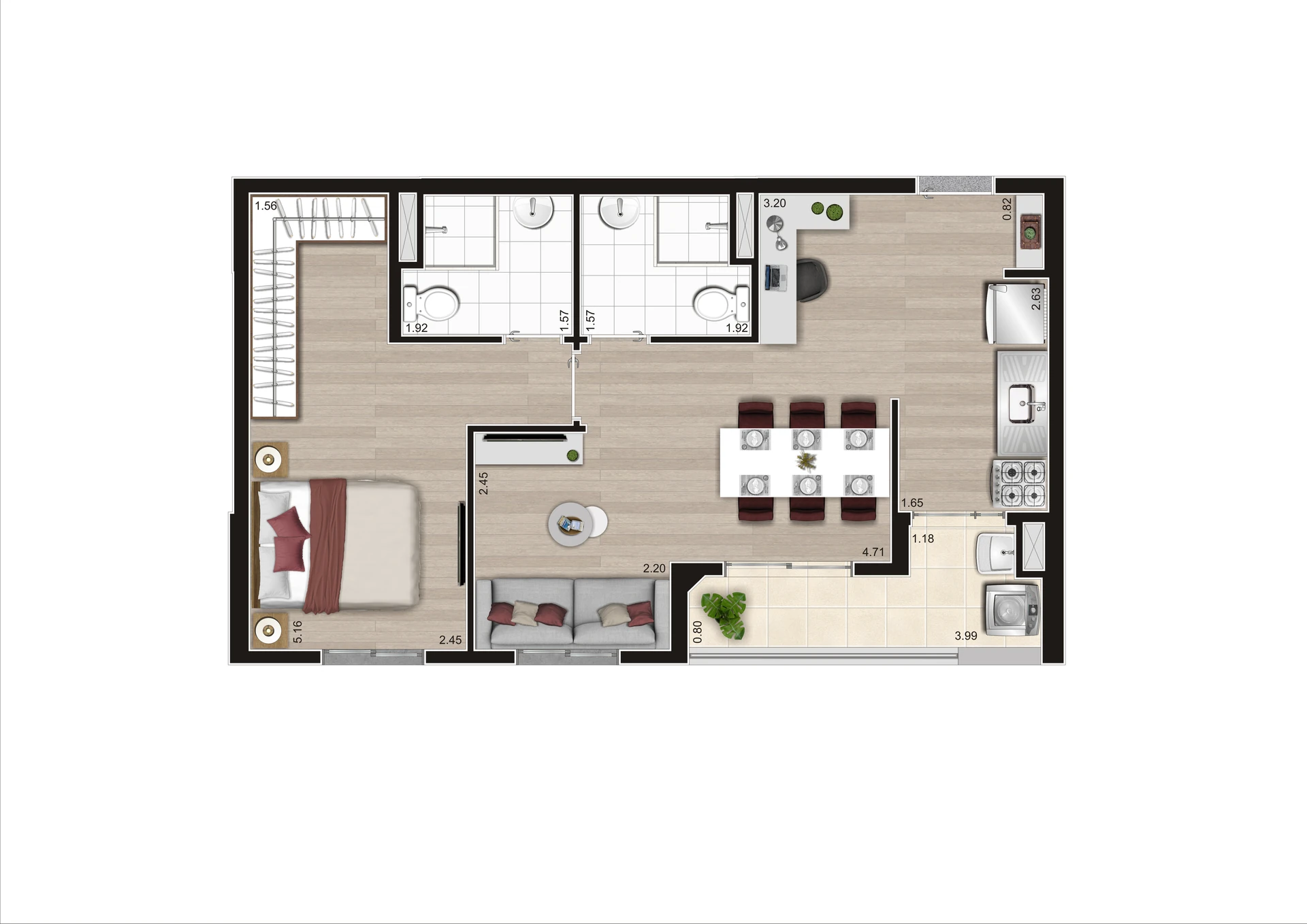 Planta Tipo C Meio Ampliada 50,73 Final 8 Torre A R03 HR