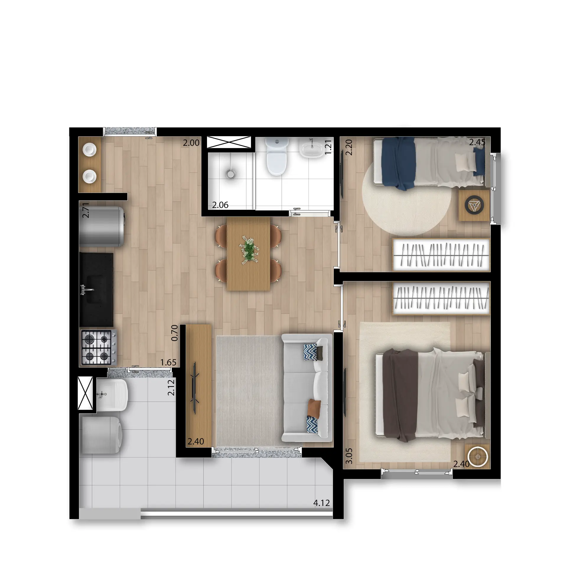 Planta A Padrão 41M²