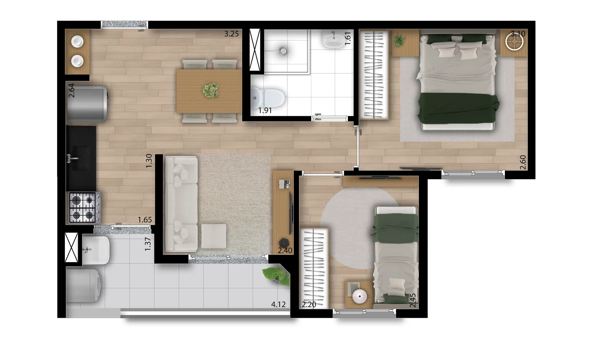 Planta B Padrão 41M²