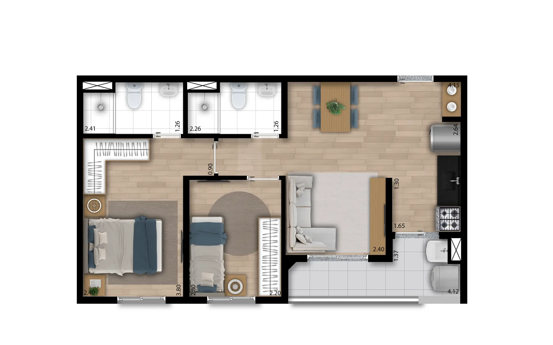 Planta C Padrão 49M²