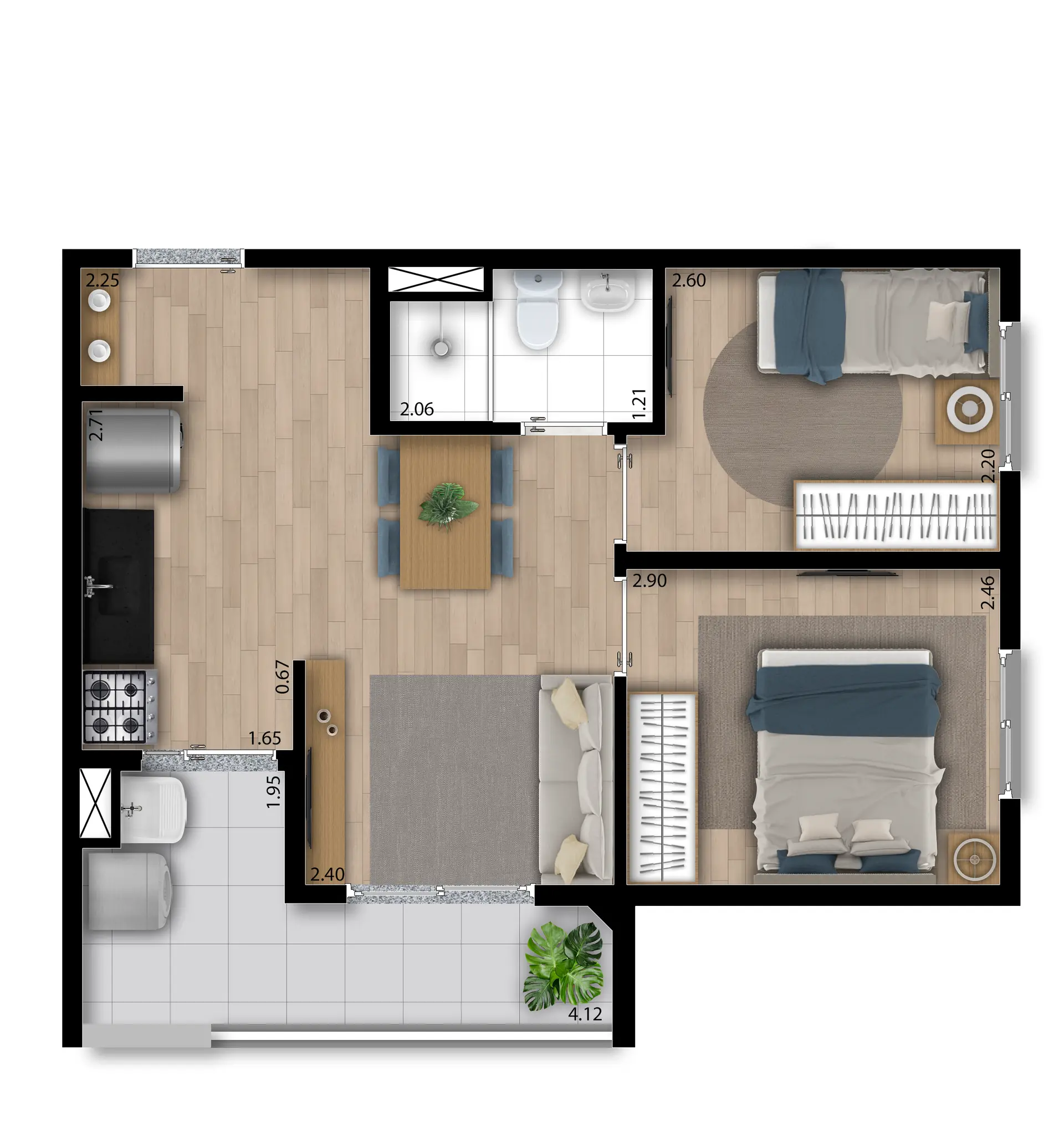 Planta D Padrão 41M²