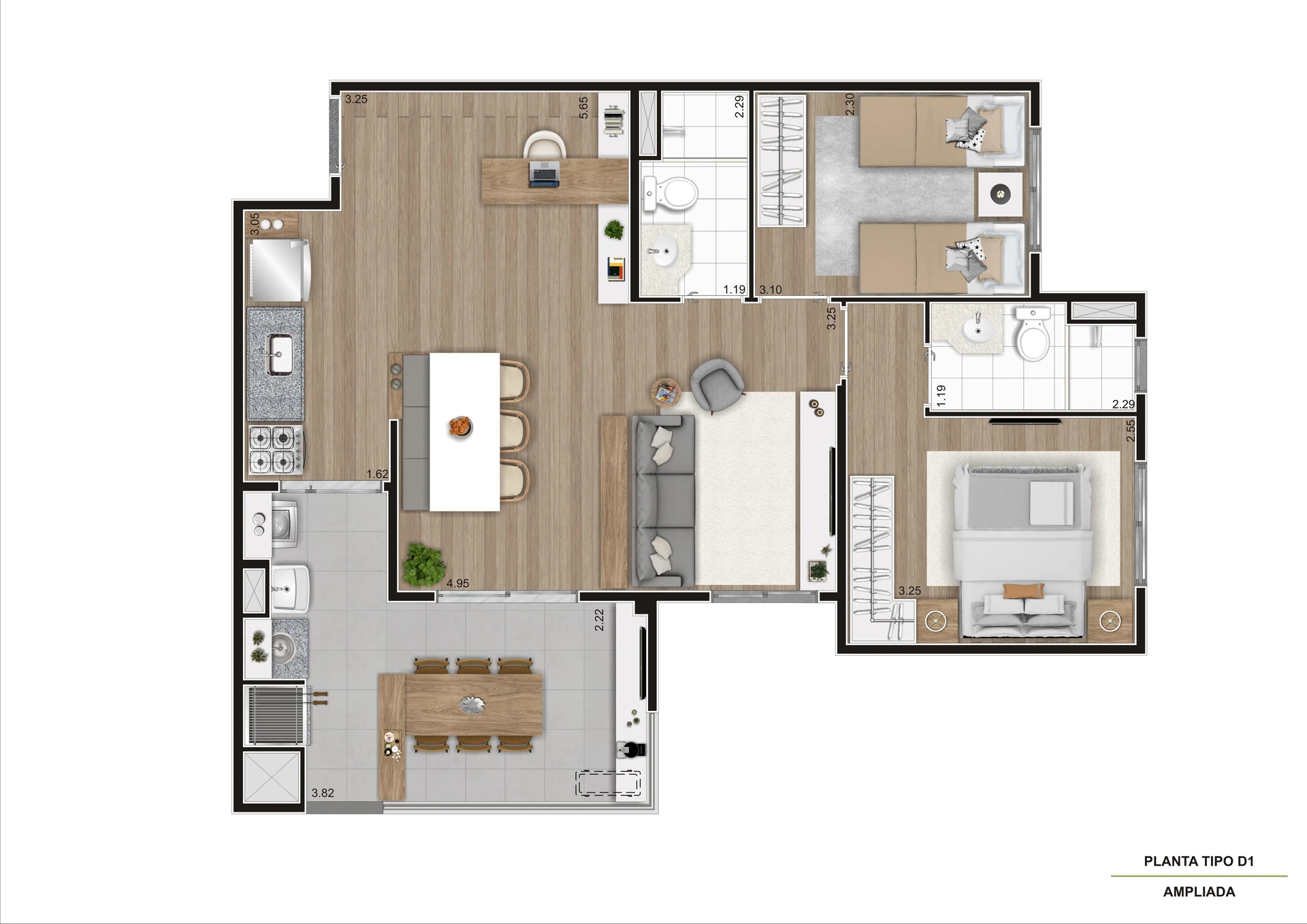 Planta Tipo Ponta Ampliada   69,55