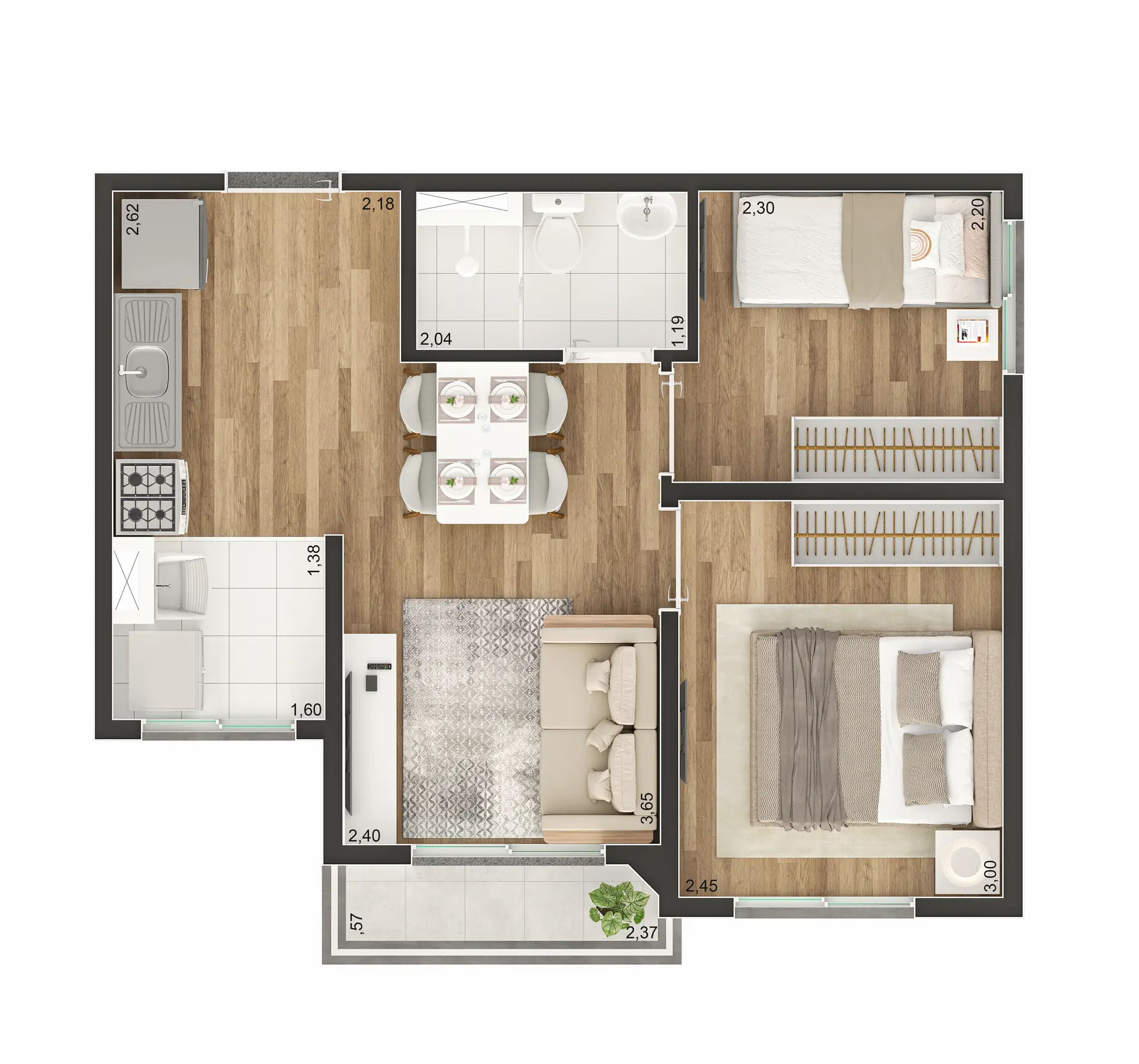 Planta Tipo A 37M²