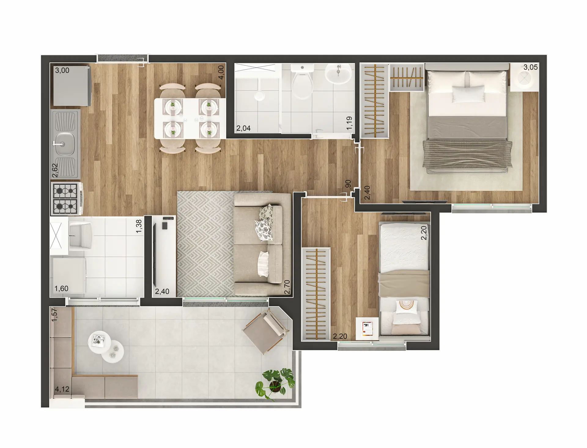 Planta Tipo F 42M²