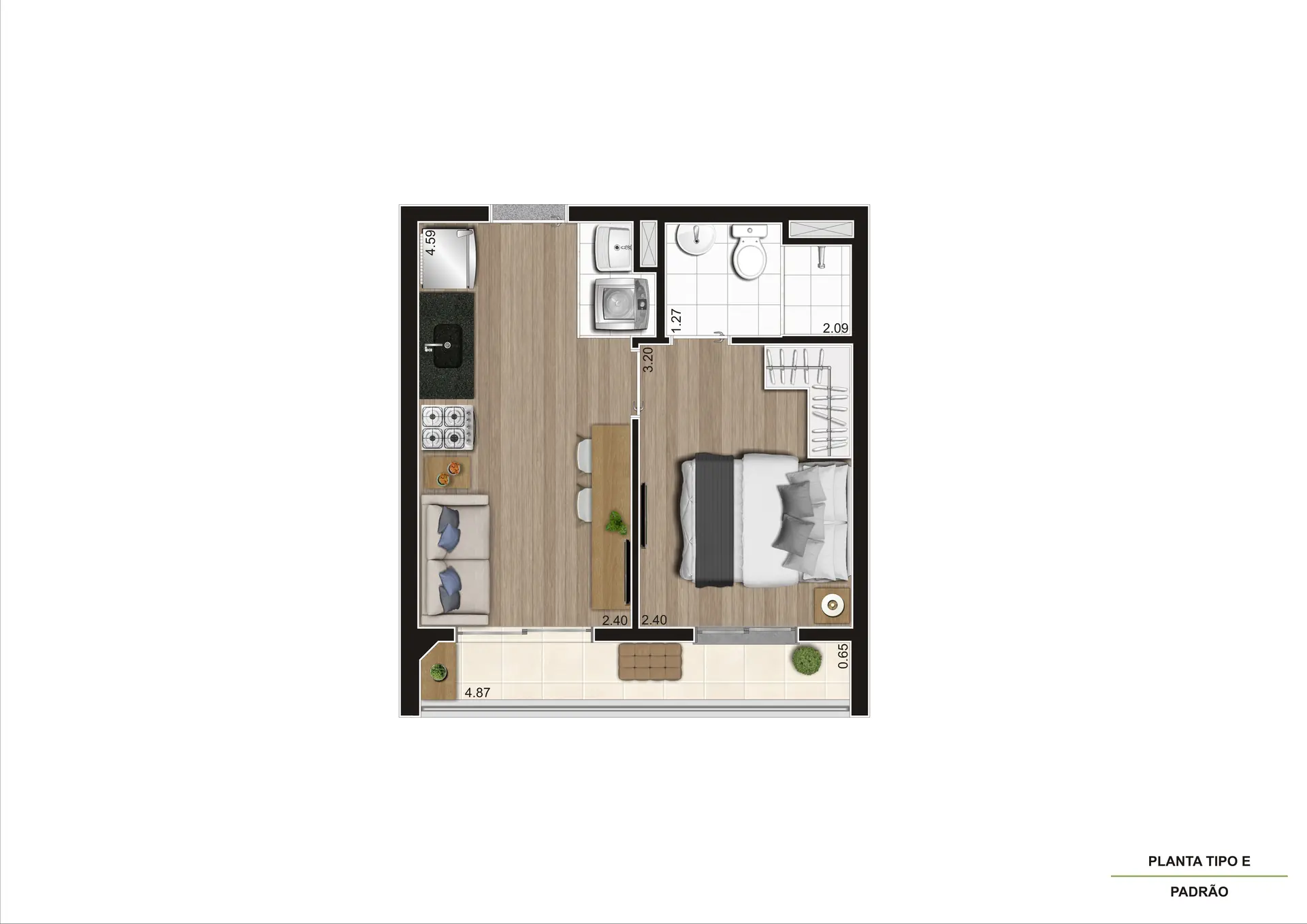Planta Tipo E Meio 29M² TORRE B