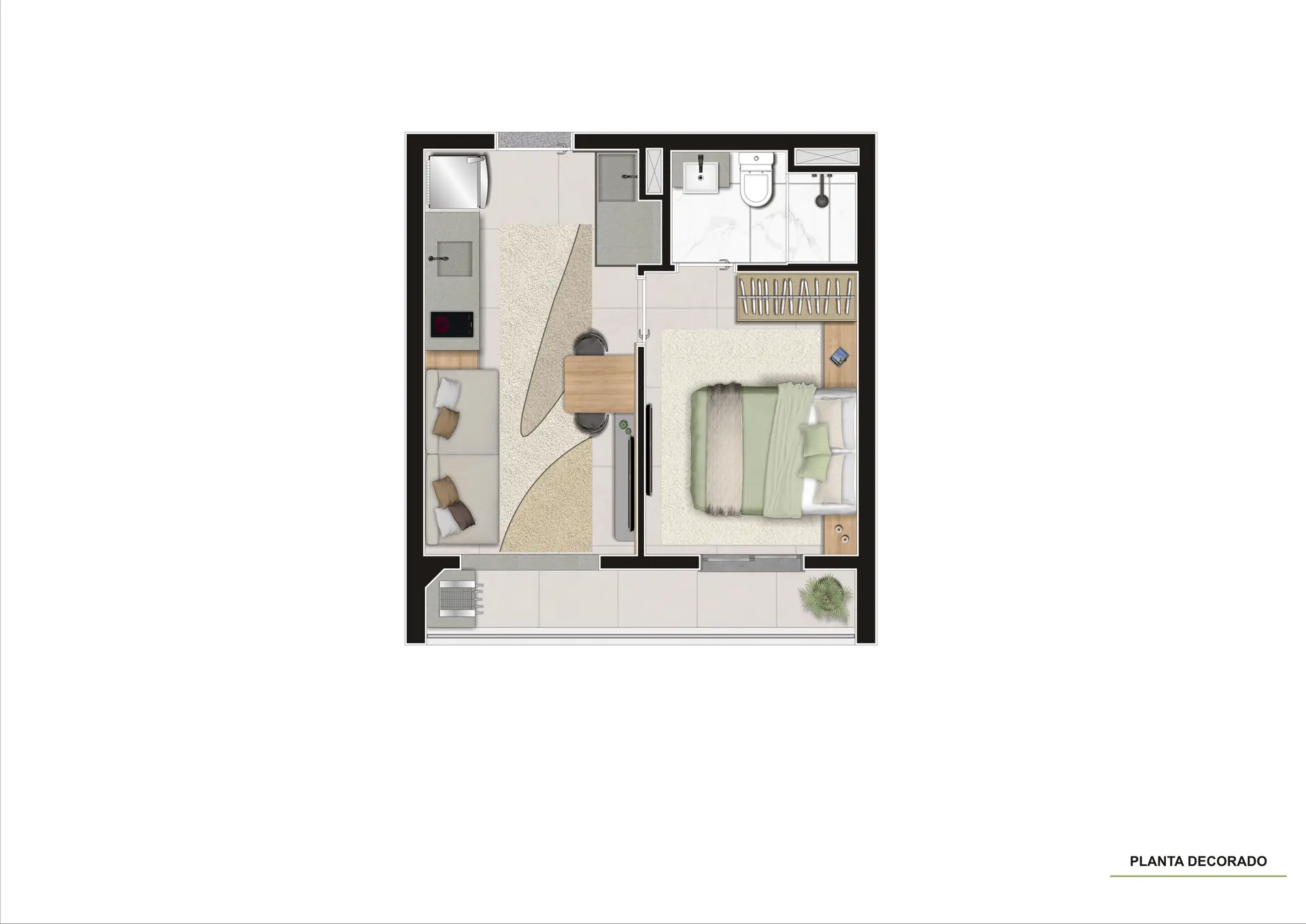 Planta Tipo E Meio Decorado 29M² TORRE B